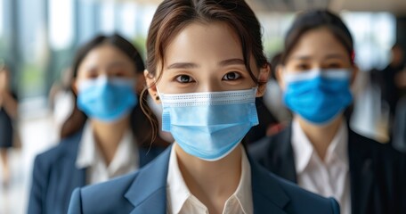 Team of Business Professionals Wearing Masks