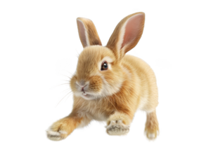 Gleeful Rabbit Jumping isolate on transparent background, cutout, png