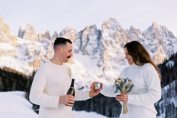 Wedding toast in the Dolomites