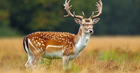 Fototapeta premium Powerful Fallow Deer Amidst Nature's Canvas