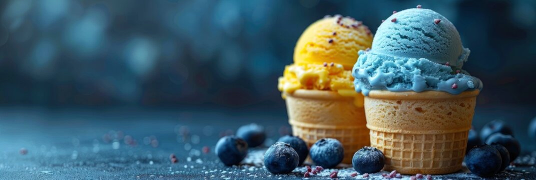 Colored Yellow Blue Ice Cream Melts, Background HD, Illustrations
