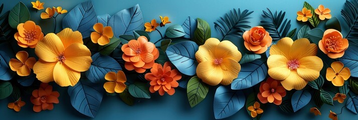 Fototapeta na wymiar Creative Layout Made Flowers Leaves Paper, Background HD, Illustrations