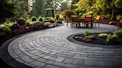 Circular Patio Paver Pattern for Outdoor Landscaping and DIY Projects