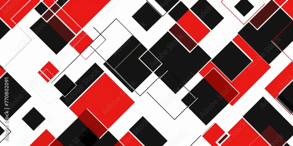 Poster red and black squares on a white background, a simple vector graphic design abstract geometric shape