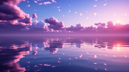 Vibrant chrome like cloud with purple and yellow tones in a misty atmospheric sky - obrazy, fototapety, plakaty