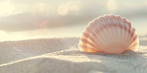 Ocean's Whisper: A Single Shell Rests on Sun-kissed Sands at Dawn