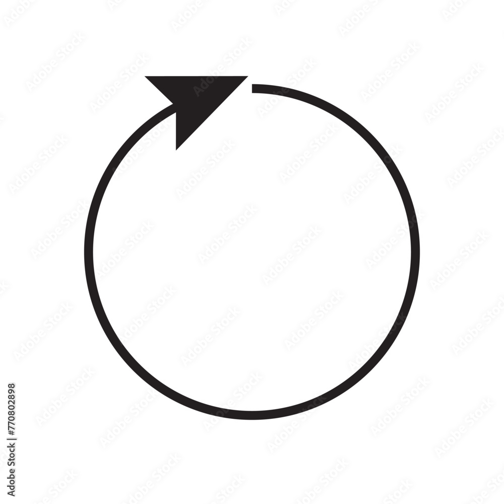 Poster one circular arrows. simple outline black and white vector icon with thin lines. editable line thick