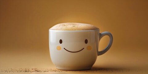 Cheerful Cappuccino in a Porcelain Cup Exuding Classic Comfort and Warmth