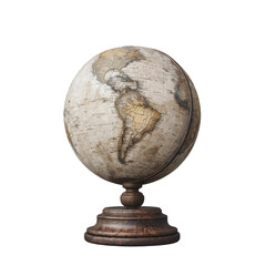 Wooden Globe on Stand, transparent Background