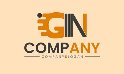 Initial letter GN logo design and Vector template with technology sign