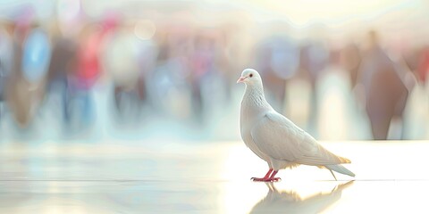 Solitary Grace: A Serene Dove Amidst the Hustle of City Life