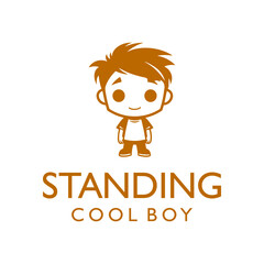 Standing cool boy logo vector illustration