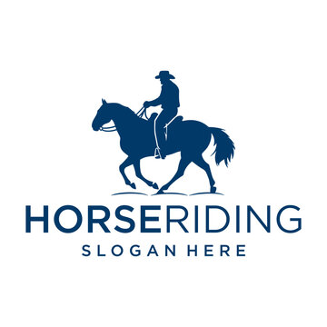 Horse riding, sport mascot logo vector illustration