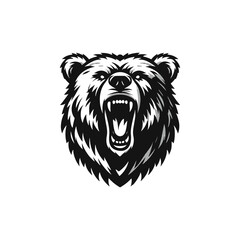 Vector logo of a roaring bear. black and white illustration of a bear, can be used as a tattoo.