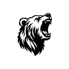 Vector logo of a roaring bear. black and white illustration of a bear, can be used as a tattoo.