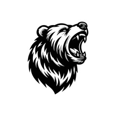 Vector logo of a roaring bear. black and white illustration of a bear, can be used as a tattoo.