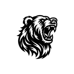 Vector logo of a roaring bear. black and white illustration of a bear, can be used as a tattoo.