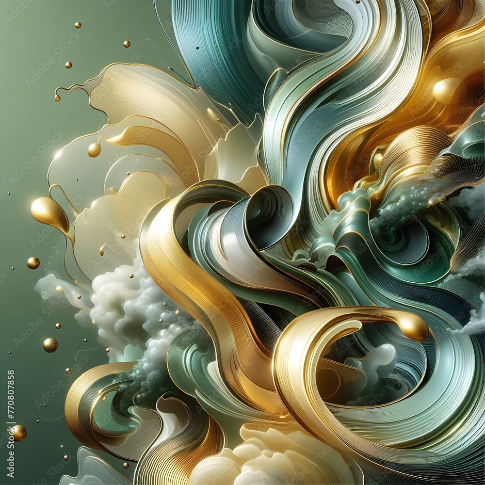 Poster abstract background with wavy elements. 3d rendering, 3d illustration generated by ai