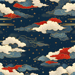 Japanese Sky with the Cloud Seamless Digital Paper
