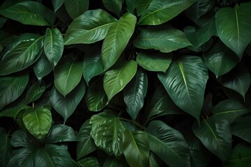Tropical leaves texture,Abstract nature leaf green texture background,picture can used wallpaper desktop Generative AI - obrazy, fototapety, plakaty