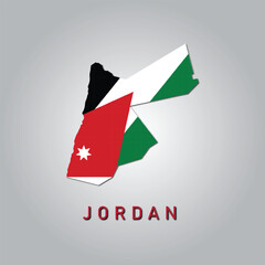 Jordan country map with flag	 - obrazy, fototapety, plakaty