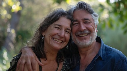 Fototapeta premium couple senior family smile and happy activity together, cuddling, warm hugs, senior or adult love, married couple, warm family. Husband and wife in love so fun in important days, celebrating.