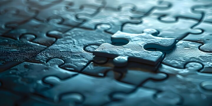 Puzzle Piece Character Completing Company Logo for Successful and Growth