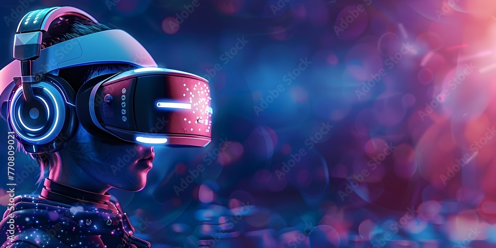 Poster futuristic gaming console character creating immersive virtual realities with powered entertainment 