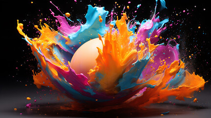 Easter egg colorful explosion. Easter egg paint splash