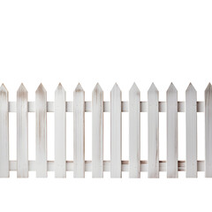 old painted white wooden fence on transparent background. Ai generated 