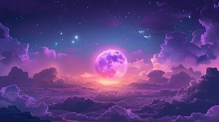 fantasy night sky wallpaper 4k. cloudy night sky with moon 4k wallpaper. fantasy sky wallpaper. sky with clouds, stars and moon wallpaper. beautiful night sky. 