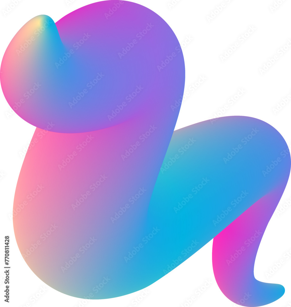 Poster vibrant colorful fluid abstract 3d gradient blend curves shape