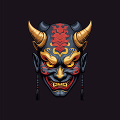 Eerie Samurai Hannya Mask Vector Design