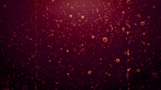 sparkling bubbles go up in the red water