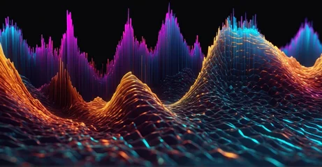 Crédence de cuisine en verre imprimé Ondes fractales Detailed and high-quality Sound wave equalizer pattern in abstract digital waveform
