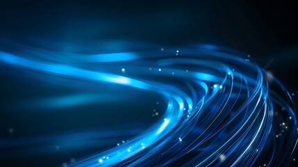 blue abstract background with blurred magic neon light curved lines
