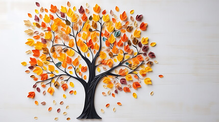 How to make together with child autumn tree from craft package Original children s art project DIY concept Step by step photo instructions Step 2 Draw lines. Copy space image