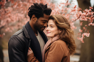 Fototapeta premium Generative AI picture of romantic scene young couple happy time together