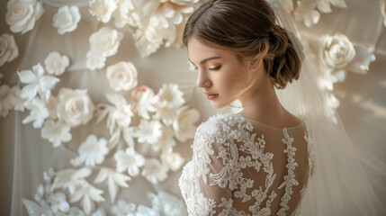 Elegant bridal gown detail