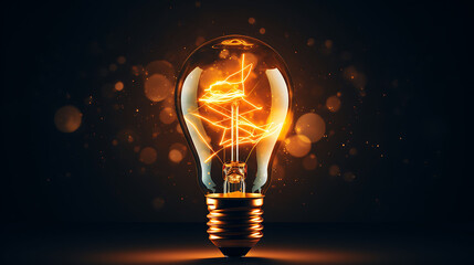 light bulb in the dark, digital trend and trends with light bulb, in the style of linear abstraction