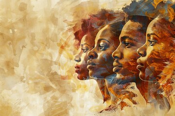 Powerful portrait of resilient African American people, black history month digital art - obrazy, fototapety, plakaty