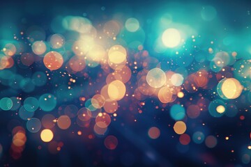 Background With Lights. Bokeh Effect and Blue Shade in Abstract Stylish Decoration - obrazy, fototapety, plakaty