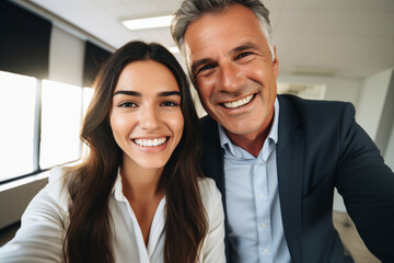 Corporate meeting with successful business people in modern workstation building Generative AI