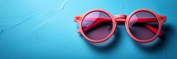 Pink Sunglasses Pattern On Pastel Blue, Background HD, Illustrations