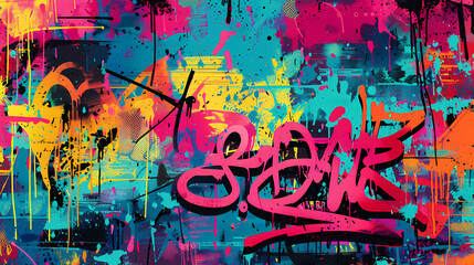 Graffiti Street Art Splatter Seamless Pattern Background