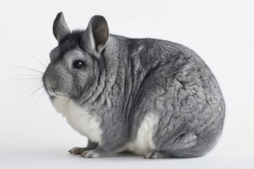 Adorable Chinchilla Against White