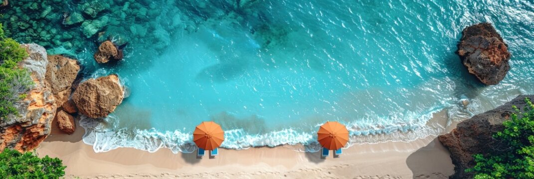 Relaxing Aerial Beach Scene Summer, Background HD, Illustrations