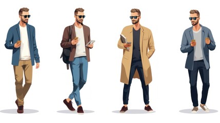 Obraz premium Design illustrations of modern men's clothing with various models and styles, shown by the ideal male model. 