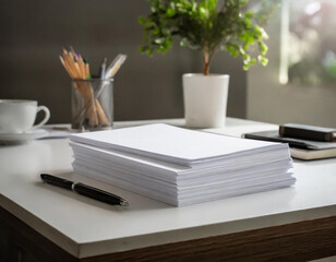 Pile de feuilles blanches