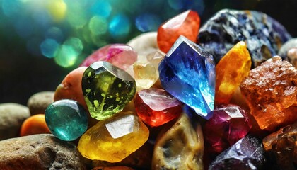Gemology, much like other sciences, delves into the study of gemstones, encompassing aspects such as their radiations and cosmic energies - obrazy, fototapety, plakaty